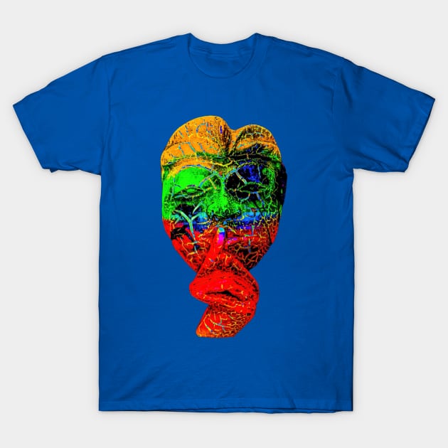 A Bali face mask cut out in dark multicolor T-Shirt by kall3bu